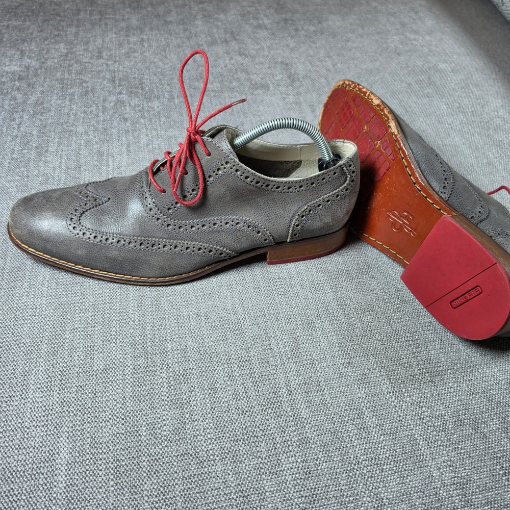 Cole Haan Madison Wingtip Oxford Men 10.5 Grey Leather C10557 Air Brogue